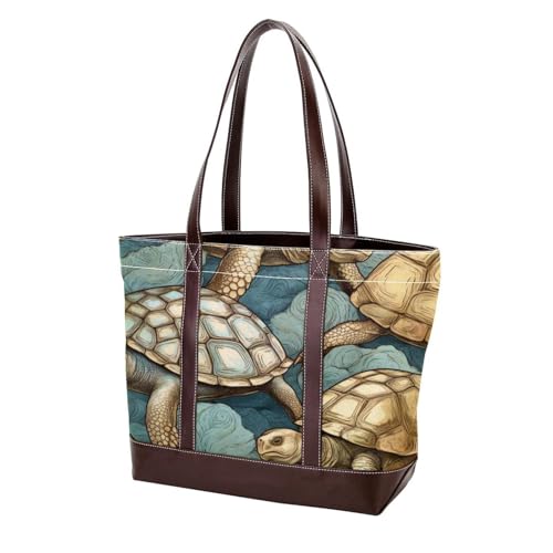 Cartoon Turtle-1052 modische gewaschene strapazierfähige Leder-Geldbörse für Damen, mit Tragegriff oben, mit Taschen, Reißverschluss von Generic