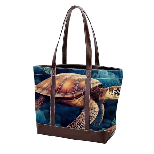 Cartoon Turtle-1064 modische gewaschene strapazierfähige Leder-Geldbörse für Damen, mit Tragegriff oben, mit Taschen, Reißverschluss von Generic