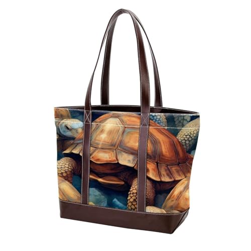 Cartoon Turtle-1073 modische gewaschene strapazierfähige Leder-Geldbörse für Damen, mit Tragegriff oben, mit Taschen, Reißverschluss von Generic