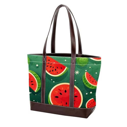 Cartoon-Wassermelon-32 modische gewaschene strapazierfähige Ledergeldbörse für Damen, mit Tragegriff oben, mit Taschen, Reißverschluss von Generic