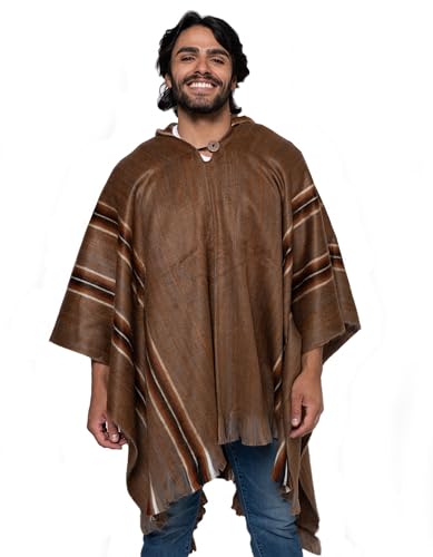 Casa De Alpaca Ponchos aus Ecuadorean-Alpakawolle, handgefertigt, Größe XL, braun, XL von Generic