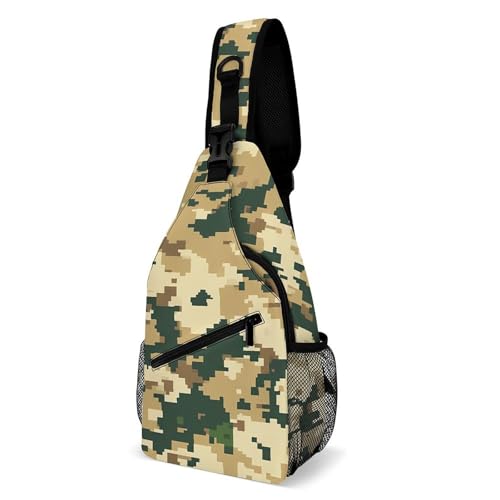 Casual Daypack Grün Brown Camouflage Multipurpose Sling Bag Verstellbarer Taktisch Brusttasche Für Herren Outdoorsport Reisen 19X39Cm von Generic