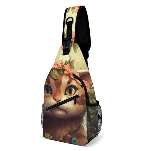Casual Daypack Verspielte Braune Katze Tragbare Schultertasche Anti-Diebstahl Sporttasche Für Herren Radfahren Wandern 19X39Cm von Generic