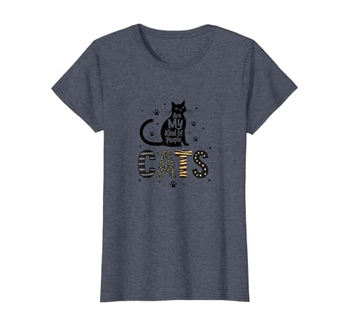 Cats Are My Kind of People - Katzenliebhaber T-Shirt, Damen, Blau Meliert, XS von Generic