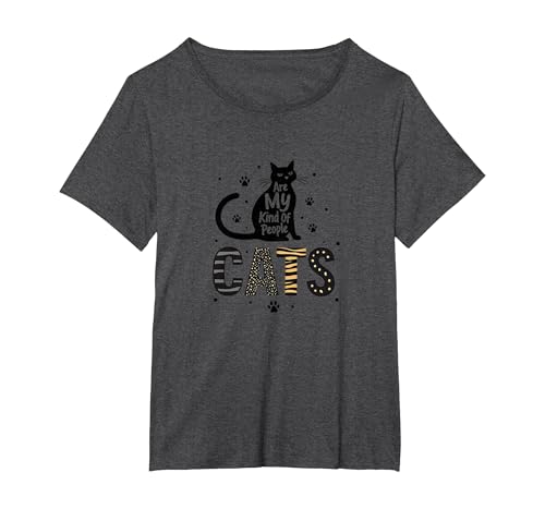 Cats Are My Kind of People - Katzenliebhaber T-Shirt, Damen Große Größen, Anthrazit Meliert, 1X von Generic