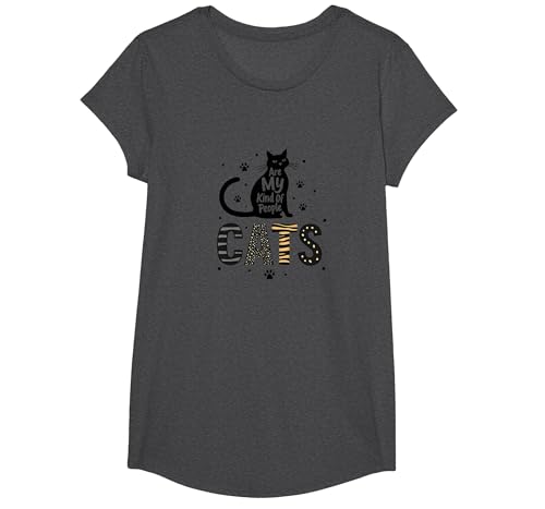 Cats Are My Kind of People - Katzenliebhaber T-Shirt, Girls, Anthrazit Meliert, XS von Generic
