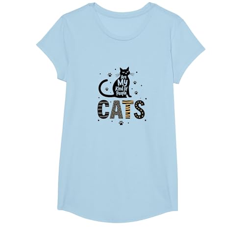 Cats Are My Kind of People - Katzenliebhaber T-Shirt, Girls, Himmelblau, S von Generic