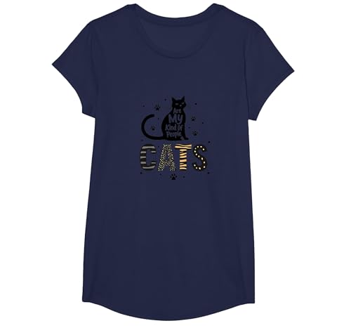 Cats Are My Kind of People - Katzenliebhaber T-Shirt, Girls, Marineblau, XS von Generic