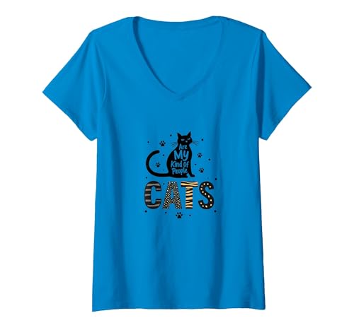 Cats Are My Kind of People - Katzenliebhaber T-Shirt mit V-Ausschnitt, Damen, Saphir, L von Generic