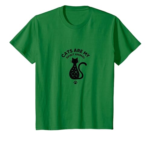 Cats Are My Spirit Animal Magical Feline Lover, cat T-Shirt, Kinder, Dunkelgrün, 104 Cats Are My Spirit Animal Magical Feline Lover, cat T-Shirt, Kinder, Dunkelgrün, 104 von Generic