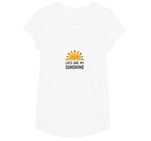 Cats Are My Sunshine Katzenliebhaber T-Shirt, Girls, Weiß, XS von Generic