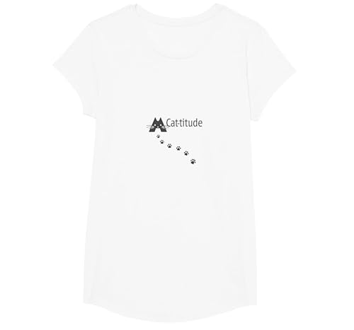 Cattitude: Katzenfreunde und Pfotenabdrücke für Katzenliebhaber T-Shirt, Girls, Weiß, XS von Generic