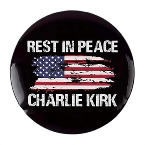 Charlie Kirk Buttons A True Patriot Pray Justice Assassination Shooting Hero Freedom Merch Pins and Button Circle Badges Round Chest Pins Brosche Decor1, 1pcs, Bronze von Generic