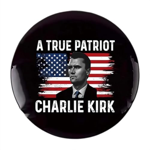 Charlie Kirk Buttons A True Patriot Pray Justice Assassination Shooting Hero Freedom Merch Pins and Button Circle Badges Round Chest Pins Brosche Decor1, 1pcs, Bronze von Generic