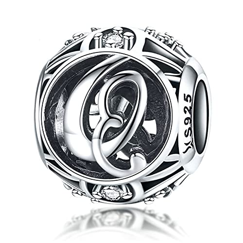 Charm Anhänger, 26 englische Buchstaben, 925er Sterlingsilber, Charm Perle Chamilia und europäische Armbänder und Halsketten von Generic