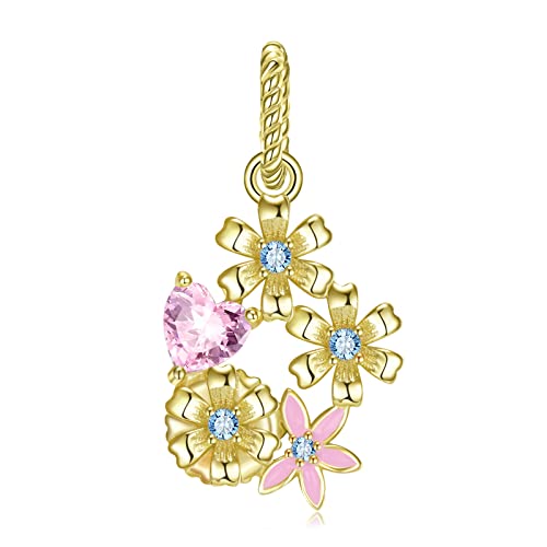 Charm Anhänger „December Flower Story“ 925er Sterlingsilber, handgefertigter DIY-Anhänger Frauen und Mädchen, kompatibel Troll Chamilia Charm Armbändern und Halsketten von Generic