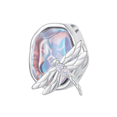 Charm Anhänger „Spring Symphony“ 925er Sterlingsilber Libellenmotiv, baumelnde Perle Armbänder und Halsketten zum Geburtstag der Frau von Generic