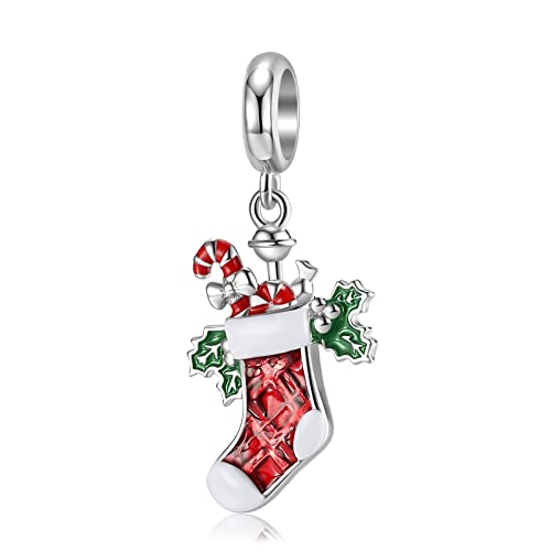 Charm Perlen Weihnachtssocken 925er Sterlingsilber, handgefertigter Anhänger zum Selbermachen Armbänder und Halsketten im europäischen Stil von Troll Chamilia Biagi von Generic