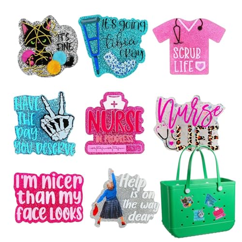 Charm vorne, Strandschuh Charme,8 Stück Schuh Charm | Bogg Taschen Zubehör Strandtasche Dekoration zum Einkaufen Reisen Strandtasche Foto Requisiten von Generic