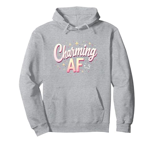 Charming AF: Sparkly Slang für selbstbewusste Frauen Pullover Hoodie, Unisex für Erwachsene, Grau Meliert, S von Generic