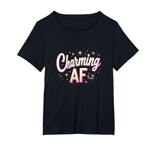 Charming AF: Sparkly Slang für selbstbewusste Frauen T-Shirt, Damen Große Größen, Schwarz, 5X von Generic
