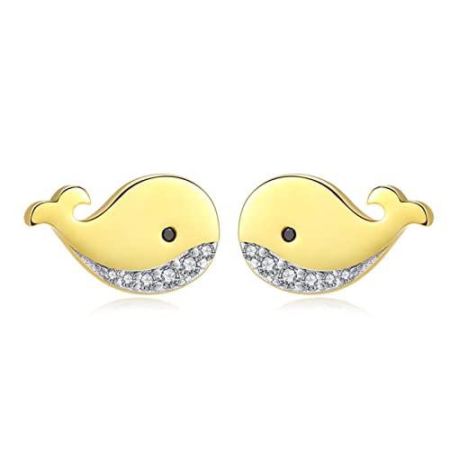Charms Niedliche Wal Ohrstecker Modeschmuck 925 Sterling Silber Gelbgold Ohrringe Für Frauen Hippie von Generic