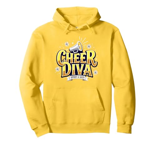 Cheer Diva für Mädchen, Cheerleading-Design Pullover Hoodie, Unisex für Erwachsene, Gelb, S von Generic