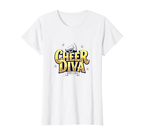 Cheer Diva für Mädchen, Cheerleading-Design T-Shirt, Damen, Weiß, XS von Generic