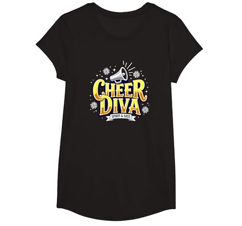 Cheer Diva für Mädchen, Cheerleading-Design T-Shirt, Girls, Schwarz, XS Cheer Diva für Mädchen, Cheerleading-Design T-Shirt, Girls, Schwarz, XS von Generic