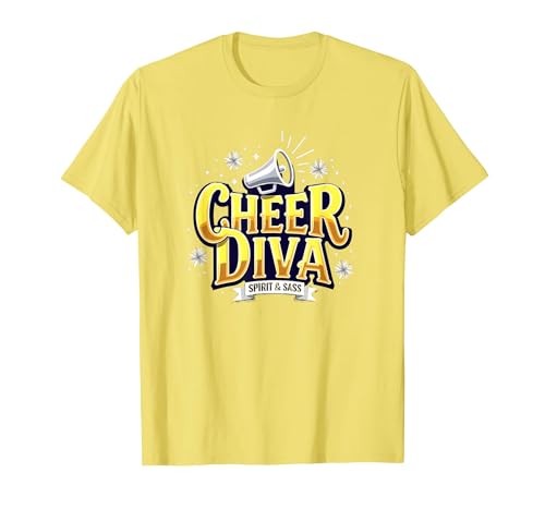 Cheer Diva für Mädchen, Cheerleading-Design T-Shirt, Herren, Gelb, XL von Generic