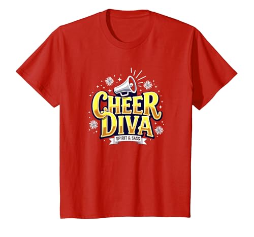 Cheer Diva für Mädchen, Cheerleading-Design T-Shirt, Kinder, Rot, 104 von Generic