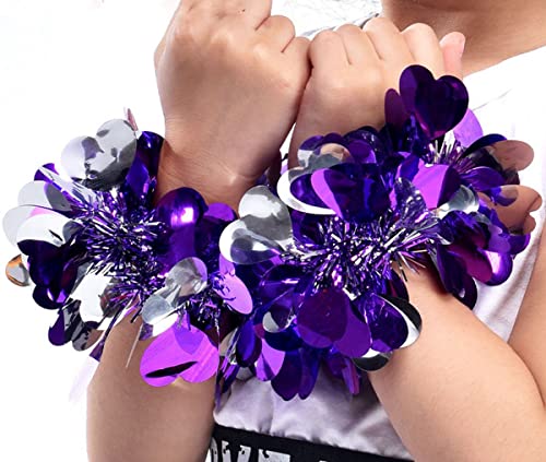 Cheerleading Pom Pom Cheers Handblume 8Pcs Metallfolie Cheerleader Pompons Armband Elastisches für Kinder, Erwachsene, Party Bühnenauftritte Cheerleading Erhöhen Sie die Atmosphäre von Generic