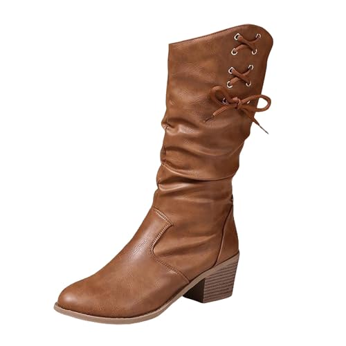 Chelsea Boots Damen Halbhoch Cowboy Stiefeletten Schwarze Winterschuhe Braun Kurz Halbschuhe Elegant Winterstiefel Kurz Stiefeletten Cowboy Boots Outdoor Halbhoch von Generic