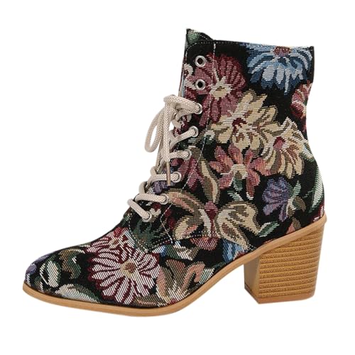 Chelsea Boots Damen Schwarz Chelsea Boots Halbhoch Mit Absatz Outdoor Cowboy Stiefel Outdoor Cowboystiefel Kurz Stiefeletten Cowboystiefel Festival Stiefe Schwarze von Generic