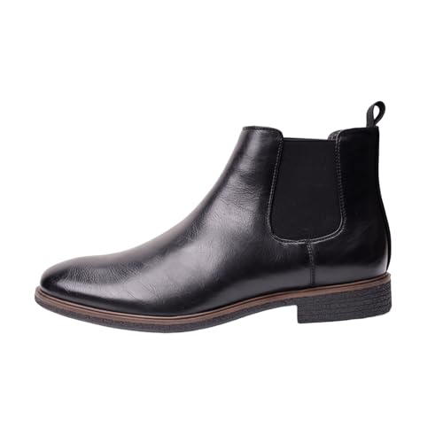 Chelsea Boots Herren – Lederstiefeletten Für Herren Mit Seitlichem Gummizug, Chukka Und Oxford Stil Anzugschuhe,Schwarz,47 EU von Generic
