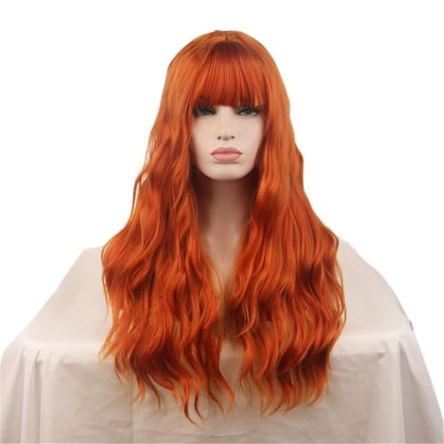 Chemiefaser Orange Perücke lockiges Haar Frau Wolle Locken Wasser Welle Kopfbedeckung von Generic