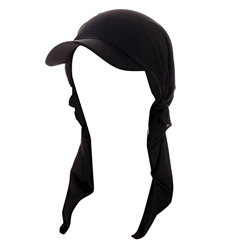 Chemo Mütze Damen Visor Bandana mit Schirm Haarband Sommer Kopftuch Schal Hüte Sonnenhut Tennis Baseball-Mütze Turban Kopfbedeckung Headwear Kop Wraps Sonnenblende Kappe Schwarz Einheitsgröße von Generic