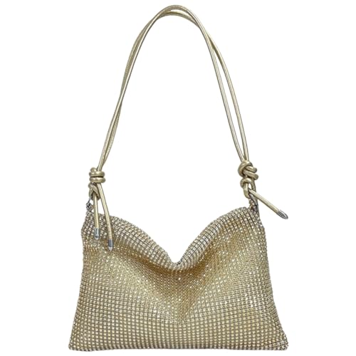Chic Satchel Clutch Elegant Glitzer Schlinge Frauen Diamant Umhängetasche Reißverschluss vielseitiger Riemen Verstellbarer formaler eleganter Geldbeutel (Gold) von Generic