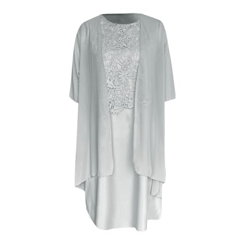 Chiffon Abendkleid Damen Zweiteiler Elegant Brautmutterkleider Abendkleider Set Kleider Ärmellos Ballkleid + Cardigan Jacke Knielang Cocktailkleid Abiballkleid Brautmutter Anzug von Generic