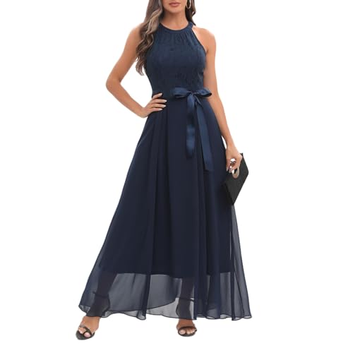 Chiffonkleid Damen Swing,Freizeitkleid Damen Lang Spitzenkleid Elegant Maxikleid Neckholder Kleid Abendkleid Buisnesskleid Hochzeitsgast Einfarbig Ärmellose Mode Kleider Chiffonkleid Damen Swing,Freizeitkleid Damen Lang Spitzenkleid Elegant Maxikleid Neckholder Kleid Abendkleid Buisnesskleid Hochzeitsgast Einfarbig Ärmellose Mode Kleider von Generic