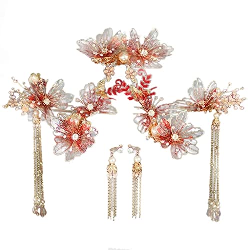 Chinesische Braut Tiara Antike Kopfschmuck Quaste Kristall Hochzeit Haar Zubehör von Generic