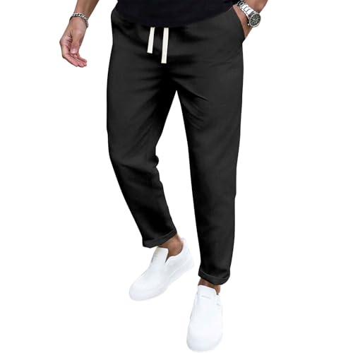 Chino Hose Herren Einfarbig Chino Hose Sommer Sporthose Mit Kordelzug Leichte Bequem Sommerhose Gerade Stoffhose Stretch Waist Hosen Casual Trainingshose Wanderhose Outdoorhose Laufhose von Generic
