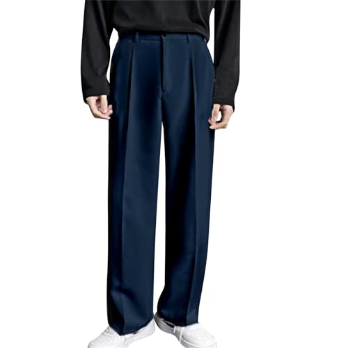 Chino Hose Herren Loose Fit Anzughose Weit Freizeithose Weites Bein Elegant Mit Schrägen Taschen Classics Business Hose von Generic