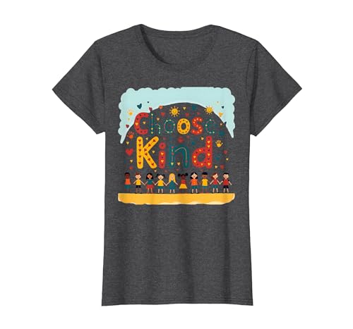 Choose Kind Kindness for Kids, inspirierendes Wandbild T-Shirt, Damen, Anthrazit Meliert, XS von Generic