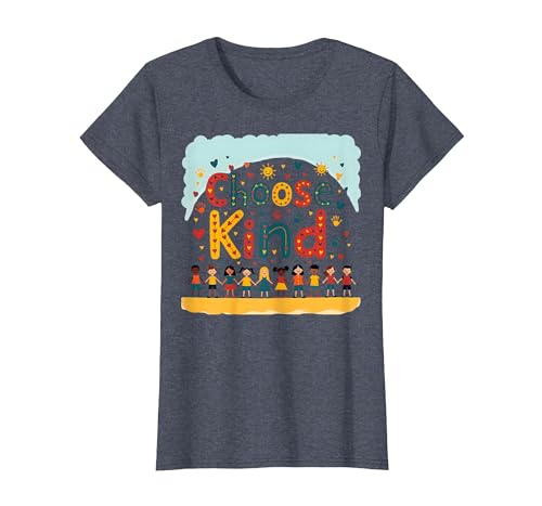 Choose Kind Kindness for Kids, inspirierendes Wandbild T-Shirt, Damen, Blau Meliert, XS von Generic