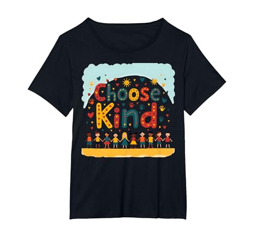 Choose Kind Kindness for Kids, inspirierendes Wandbild T-Shirt, Damen Große Größen, Schwarz, 6X von Generic
