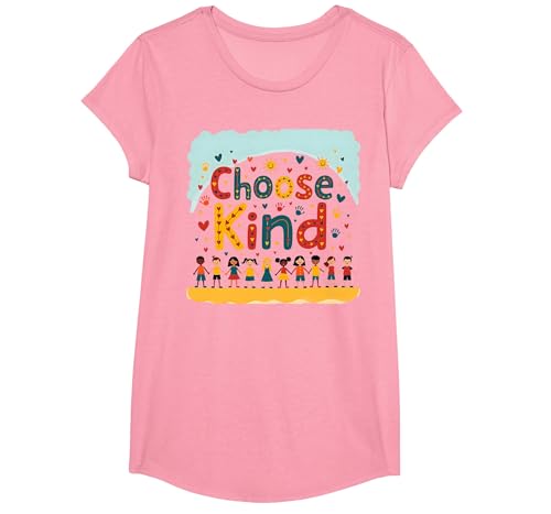 Choose Kind Kindness for Kids, inspirierendes Wandbild T-Shirt, Girls, Rosa, XS von Generic