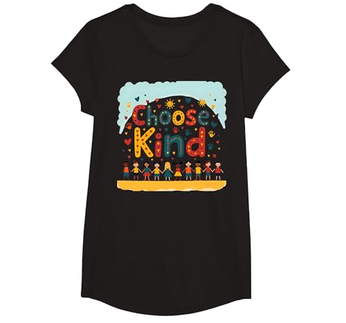 Choose Kind Kindness for Kids, inspirierendes Wandbild T-Shirt, Girls, Schwarz, XS von Generic
