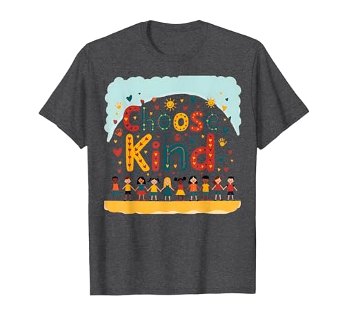 Choose Kind Kindness for Kids, inspirierendes Wandbild T-Shirt, Herren, Anthrazit Meliert, L von Generic