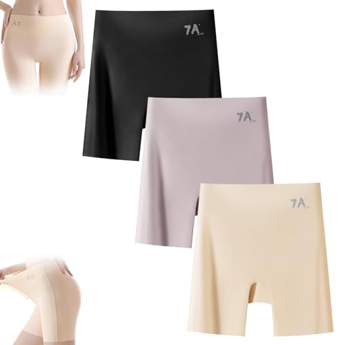 Choosemuc Ice Silk Panties 7A, Damen-Unterwäsche mit hoher Taille und Po-Lifting, unsichtbar, nahtlos, Bauchkontrolle, 3-in-1-Höschenshorts(3PCS-A,XL) von Generic